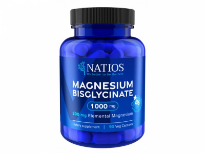 Natios Magnesium Bisglycinate 1000 mg + B6 90 veg. kapslí elem. hořčík 200 mg