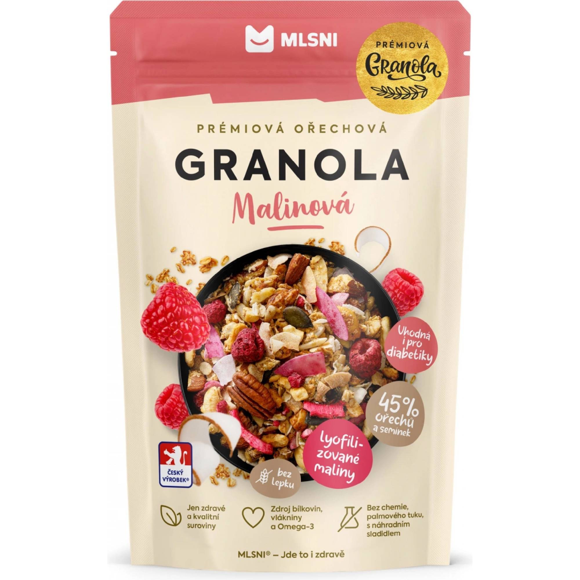 Mlsni Prémiová granola Malinová DIA 400 g