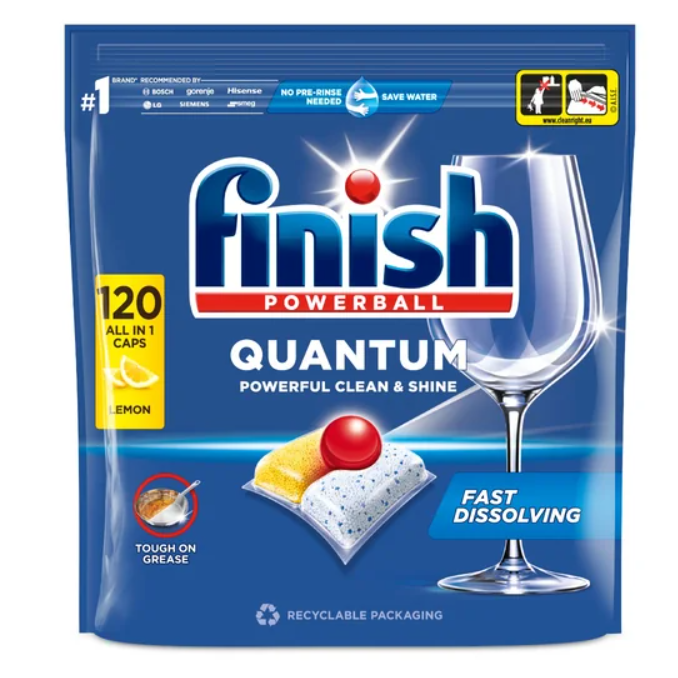 Finish Quantum All in 1 lemon sparkle kapsle do myčky 120 ks
