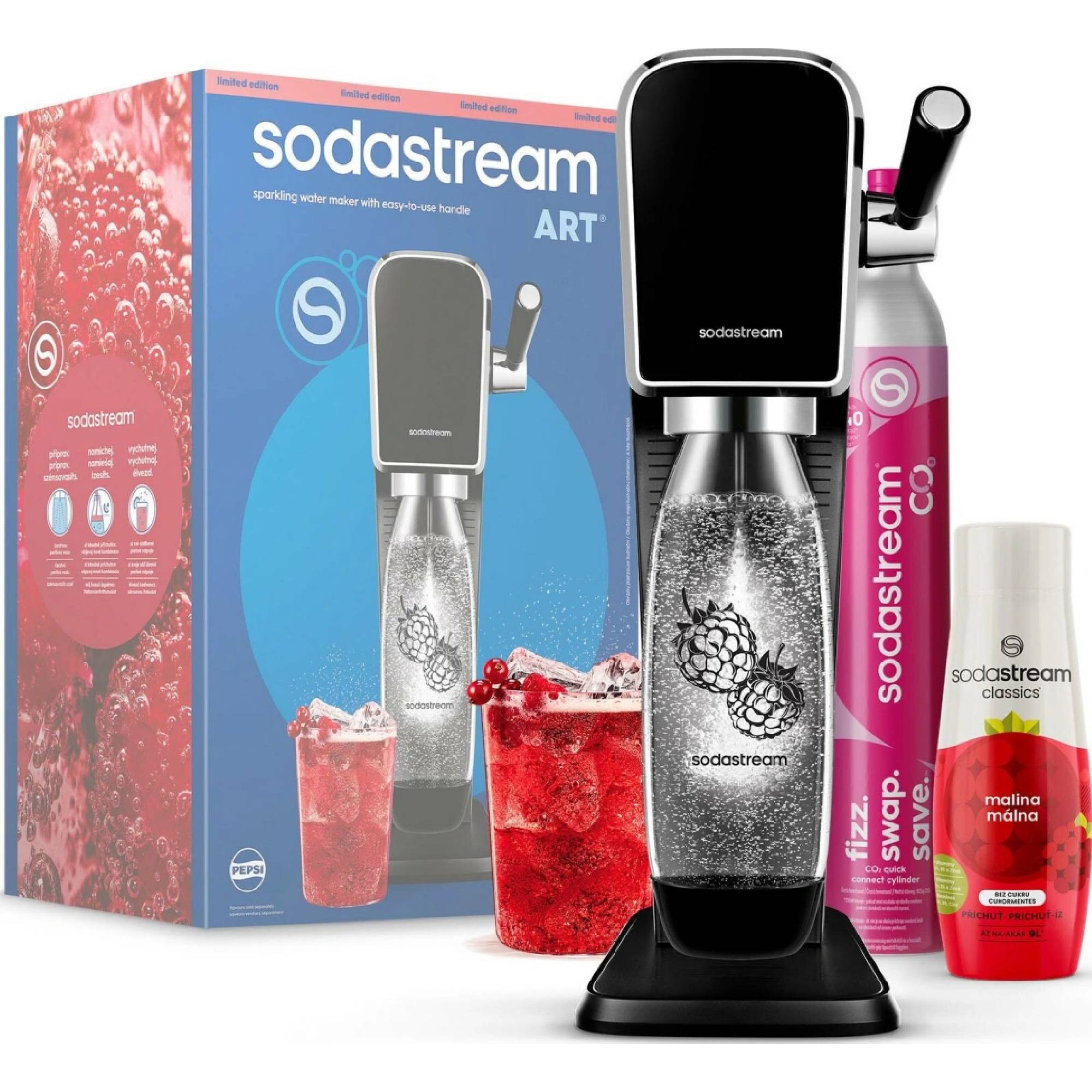 SodaStream ART BLACK Malina Zero Mpack SODASTREAM